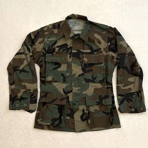 Vintage Military Woodland Combat Camo Coat